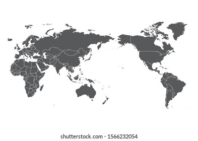 detailed vector of  continental world map  