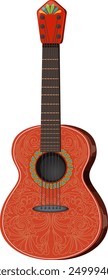 Vector detallado de una guitarra mexicana decorada