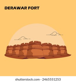 Vector detallado de Derawar Fort en Bahawalpur Pakistán