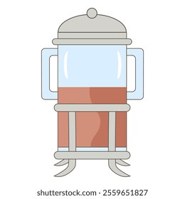 A detailed vector design of a French press for brewing coffee.