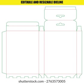 Detailed vector die-line for a tuck-end product box featuring a Euro slot hang tab, ideal for retail shelf display.