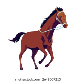 Um desenho vetorial detalhado que representa um cavalo castanho adornado com uma pedra