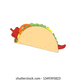 Detailed vector drawing of a taco isolated