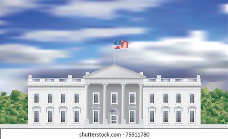 detailed vector drawing of the White house facade