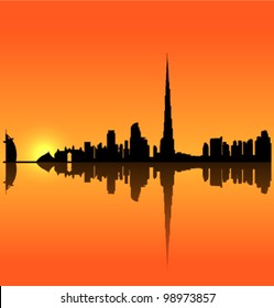 Detailed vector Dubai silhouette skyline