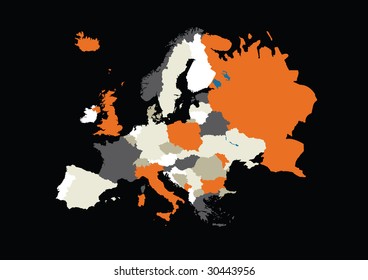 Detailed vector Europe map, completed of every state and border lines.