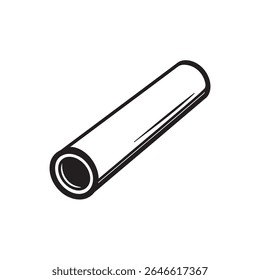 The detailed vector features a cylindrical shape rendered in solid white with distinct black borders. The image emphasizes the three dimensional form of the object, isolated on transparent.