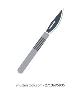 Una ilustración detallada plana de Vector de un bisturí quirúrgico, un instrumento médico preciso utilizado en operaciones y procedimientos médicos. Ideal para proyectos de diseño de salud y ciencia.