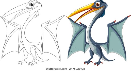 Detailed vector of a flying dinosaur