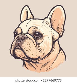 Detailed vector of french Bulldog, Strokes artwork of french bulldog isolated on pastel background