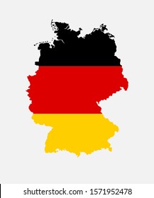 Detailed vector Germany country border map and flag isolated on background. Flat state template travel trip pattern, report, infographic, backdrop. Europe nation business silhouette sign concept.