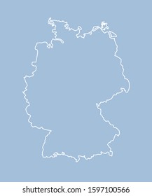 Detailed vector Germany country border map isolated on background. Flat state template travel trip pattern, report, infographic, backdrop. Europe nation business silhouette sign concept.