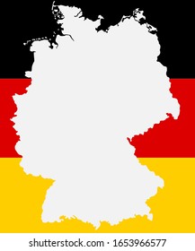 Mapa detallado de la frontera nacional de Alemania vectorial y bandera aislado en segundo plano. Patrón de viaje de plantilla plana, informe, infografía, fondo. Concepto de señalización de silueta de negocios de la nación europea.