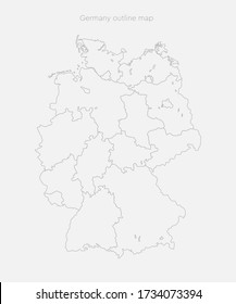 Detailed vector Germany country border map isolated on background. Flat state template travel trip pattern, report, infographic, backdrop. Europe nation business silhouette sign concept.