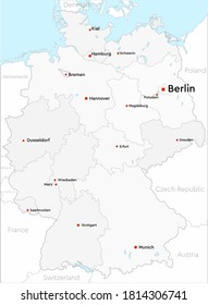 Detailed vector Germany country border map isolated on background. Flat state template travel trip pattern, report, infographic, backdrop. Europe nation business silhouette sign concept.