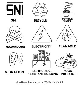 A detailed vector graphic featuring essential everyday symbols. Designed with clarity and boldness, perfect for educational materials, signage mockups, or digital print media to capture attention