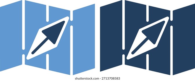 Um gráfico vetorial detalhado com um desenho estilizado de lápis com cores branco e azul escuro em painéis azul claro e escuro, gradando de claro para escuro