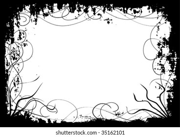 Detailed vector grunge border or frame with swirls.