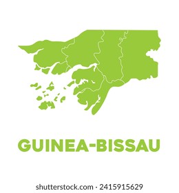 Diseño detallado del mapa de vectores de Guinea Bissau