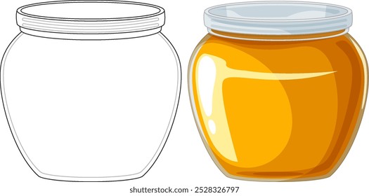 Detailed vector of a honey jar with outline