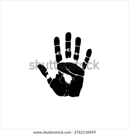 Detailed vector a human handprint emphasizing unique fingerprint patterns. Perfect for biometric authentication personal identification or security-related designs. Use for web and print.