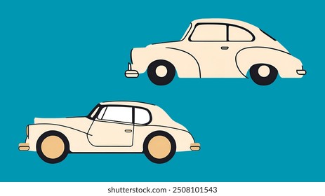 A detailed vector icon of a classic car, embodying the timeless elegance and vintage charm of automotive history. This icon is perfect for use in projects related to retro themes, automotive services,