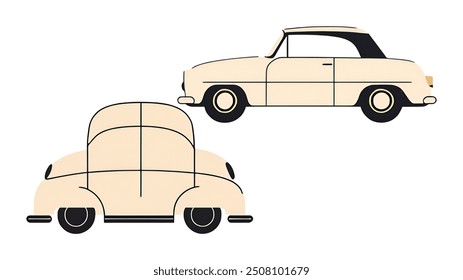 A detailed vector icon of a classic car, embodying the timeless elegance and vintage charm of automotive history. This icon is perfect for use in projects related to retro themes, automotive services,