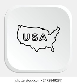 A detailed vector icon of the map of the United States of America, highlighting the country's geographical outline. Ideal for use in educational materials, travel guides, and patriotic designs.
