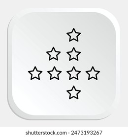 A detailed vector icon of stars, showcasing various sizes and styles. Perfect for use in designs related to space, celebrations, ratings, and decorations.
