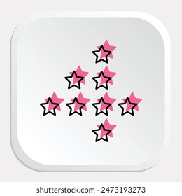 A detailed vector icon of stars, showcasing various sizes and styles. Perfect for use in designs related to space, celebrations, ratings, and decorations.