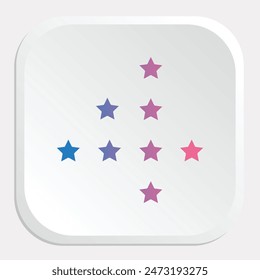 Eine detaillierte Vektorgrafik-Ikone der Sterne, die verschiedene Größen und Stile zeigt. Perfekt für den Einsatz in Designs im Zusammenhang mit Raum, Feiern, Bewertungen und Dekorationen.