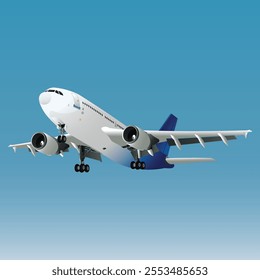 A detailed vector illustration of an airplane showcasing sleek design and intricate details. Perfect for aviation, travel, transportation, and logistics-themed projects.