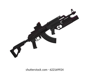 Detailed Vector Illustration AK 47 Launcher
