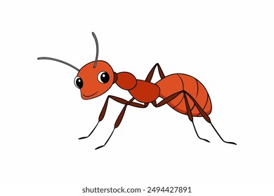 Detailed vector illustration of an ant, ideal for educational materials, nature-themed projects, insect studies, and children's books.