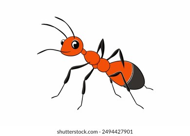 Detailed vector illustration of an ant, ideal for educational materials, nature-themed projects, insect studies, and children's books.