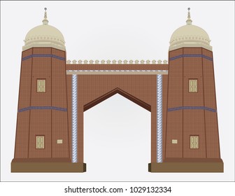 Detailed Vector Illustration Of Bab-e-Qasim . Multan Fort , Multan , Punjab , Pakistan