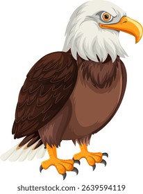Detailed vector illustration of a bald eagle with vibrant colors and sharp lines, highlighting its majestic features