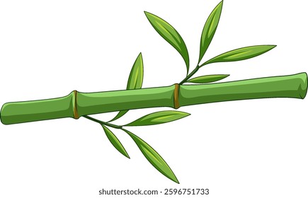 A detailed vector illustration of a bamboo stalk with leaves, showcasing vibrant green colors and clean lines