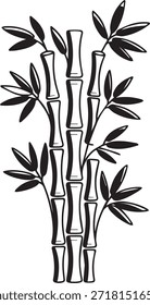 Ilustração vetorial detalhada de uma árvore de bambu com caules verdes