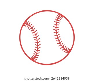Detailed vector illustration of a baseball with red seams, perfect for sports themed designs.