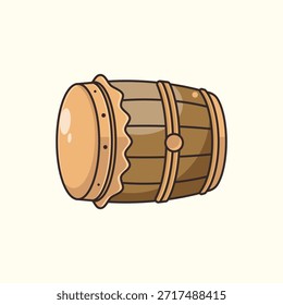 Una Ilustración vectorial detallada de un beduk, un Grande tambor tradicional utilizado en la cultura islámica en el sudeste asiático. Este instrumento está suspendido en un bastidor y se hace sonar para señalar el Adhan (llamado a la oración) y para marcar el final del ayuno durante el Maghrib en Ramadán.