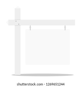 Detailed Vector Illustration Of A Blank White Real Estate Sign, Eps10 