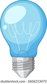 A detailed vector illustration of a blue light bulb, showcasing clean lines and a modern design with a metallic base