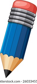A detailed vector illustration of a blue pencil with a red eraser, showcasing vibrant colors and clean lines