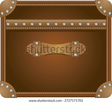 A detailed vector illustration of a brown leather suitcase with a vintage design, featuring a sturdy handle, studded strap, and reinforced corners. Ideal for travel, retro, and luggage-themed designs with a transparent background.