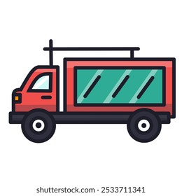 A detailed vector illustration of a cargo truck, ideal for logistics, shipping, and transportation design projects. This graphic can be used for branding, websites, or advertising materials.