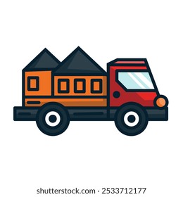 A detailed vector illustration of a cargo truck, ideal for logistics, shipping, and transportation design projects. This graphic can be used for branding, websites, or advertising materials.