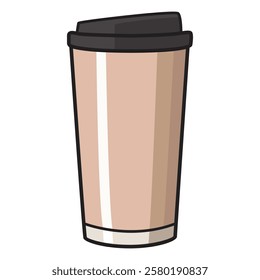 A detailed vector illustration of a carton coffee cup, featuring a classic take-out design with a lid and a convenient sleeve. 