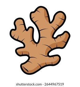 A detailed vector illustration of a cartoon ginger root. Perfect for adding a natural and organic element to culinary and health-related designs.