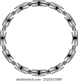 A detailed vector illustration of a circular barbed wire with rustic, weathered textures. Ideal for logos, emblems, or t-shirt designs, it conveys a sense of strength, endurance, and vintage 